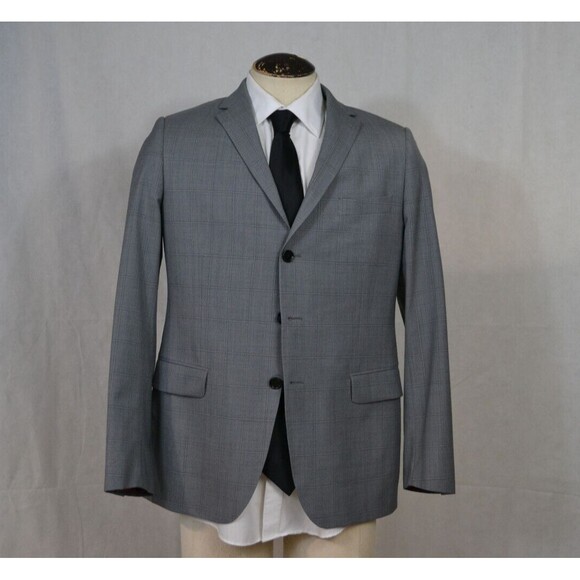 Indochino 100% Wool Grey plaid Sports Coat blazer suit jacket Sz 42‎ - Excellent - Picture 1 of 16